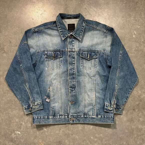 2000s Sean John Blue Denim Button Up Jacket Men’s Size Medium Heavy Streetwear - Picture 1 of 16
